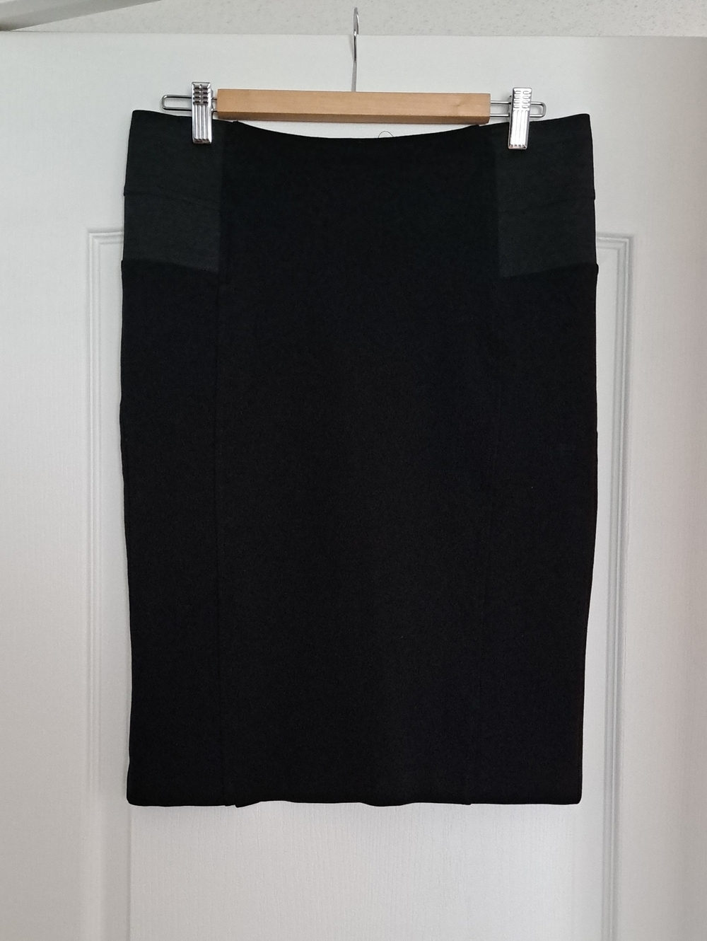 Tailored Black Pencil Skirt with Stretch Panels